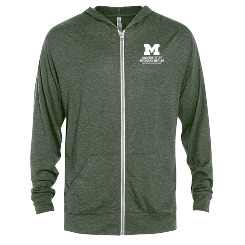 Delta Platinum Soft Tri-Blend Full Zip Hoodie -- Moss Heather