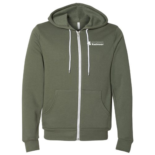 Bella Canvas Adult Unisex Full-Zip Hooded Sweatshirt -- Military Green