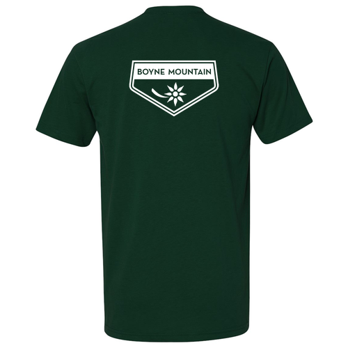 Boyne Mountain Logo 2 White Ink -- Short Sleeve Forest Green