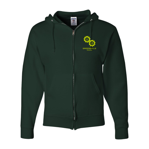 Jerzees Full Zip Hooded Sweatshirt -- Forest Green