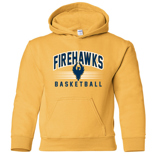 Fire Hawks Basketball (Youth Hoodie) -- Gold