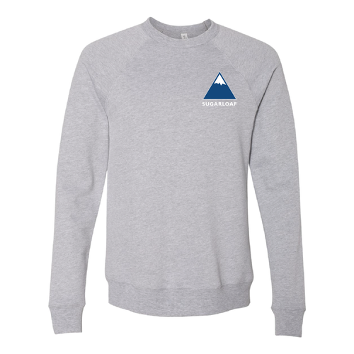 Sugarloaf Logo 2 Blue and White Ink -- Crewneck Sweatshirt Athletic Heather
