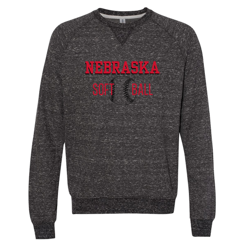 Nebraska Black Softball French Terry Sweatshirt