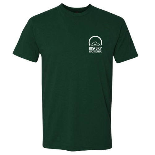Unisex Next Level Fitted Short Sleeve Tee -- Forest Green Left Chest White Ink