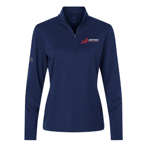 Ladies Adidas Textured Stripe Quarter-Zip Pullover -- Dark Blue, AES