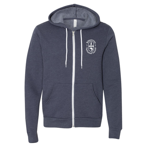 Bella Canvas Unisex Full-Zip Hooded Sweatshirt -- Heather Navy