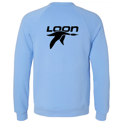 Loon Logo 2 Black Ink -- Crewneck Sweatshirt Carolina Blue