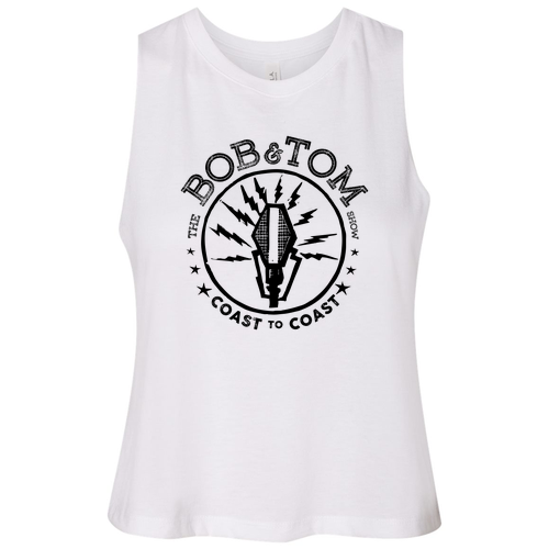 Bella Canvas Ladies Racerback Cropped Tank -- Solid White Blend