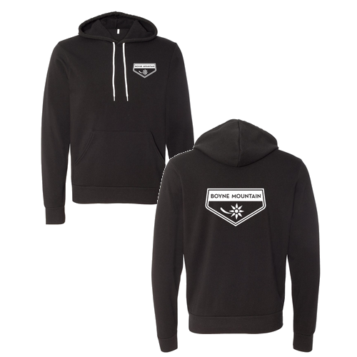 Boyne Mountain Logo 2 White Ink -- Pullover Hooded Sweatshirt Black