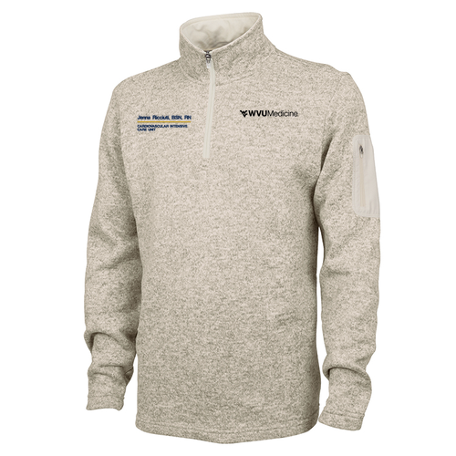 Embroidered Charles River Men's Heathered Fleece Pullover -- Oatmeal Heather