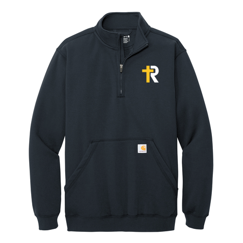 Embroidered R Cross Carhartt Midweight 1/4-Zip Mock Neck Sweatshirt -- New Navy