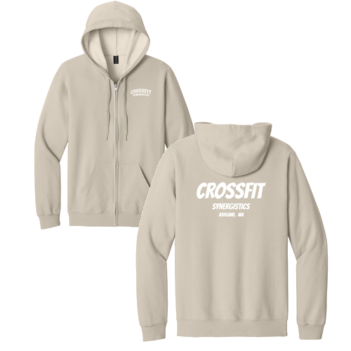 Gildan Midweight Fleece Adult Full Zip Hooded Sweatshirt --CrossFit  Sand