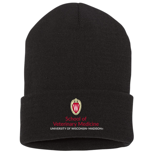 Yupoong Knit Hat with Cuff -- Black