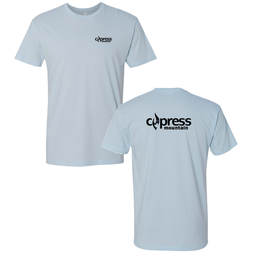 Cypress Mountain Logo 2 Black Ink -- Short Sleeve Light Blue