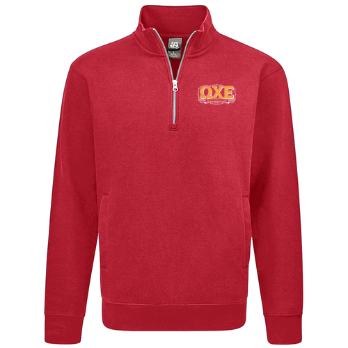 J America BTB Fleece 1/4 zip -- Cardinal