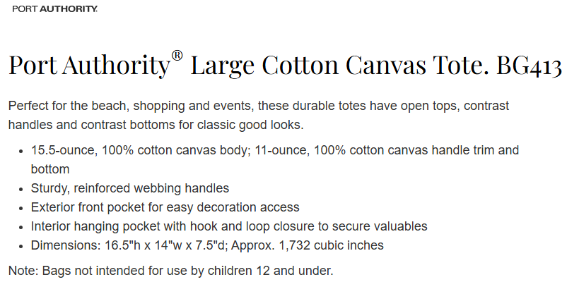 Port Authority Large Cotton Canvas Boat Tote -- Natural / Navy