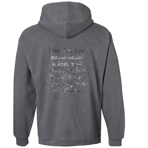 Hanes 10 oz Ultimate Cotton Printpro Adult  Hooded Sweatshirt -- Charcoal Heather mutiny