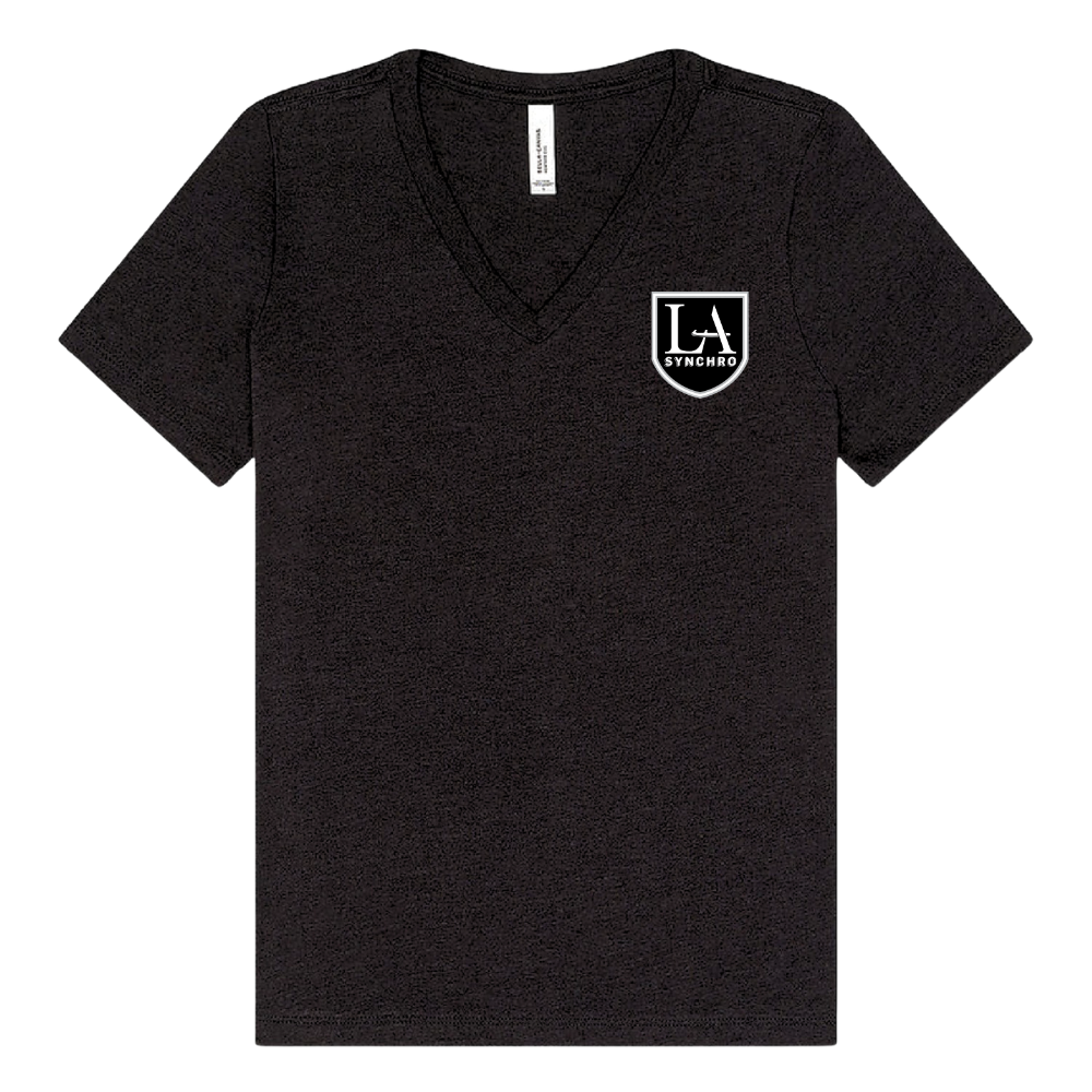 Bella+Canvas Women's Relaxed Heather Cvc V-Neck Tee -- Black Heather