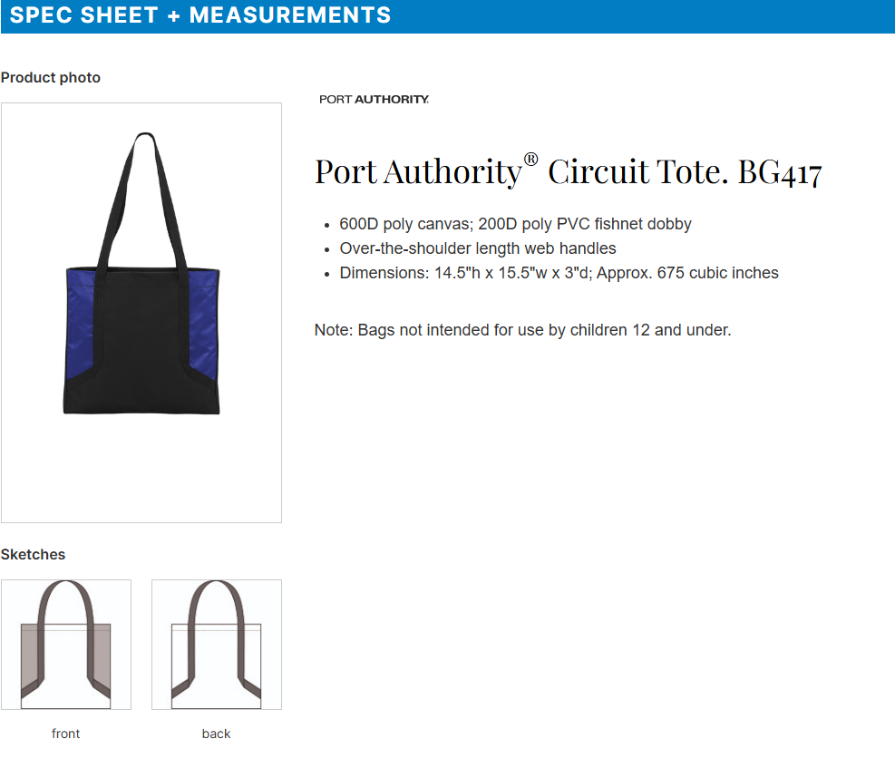 Port Authority Circuit Tote -- True Royal / Black