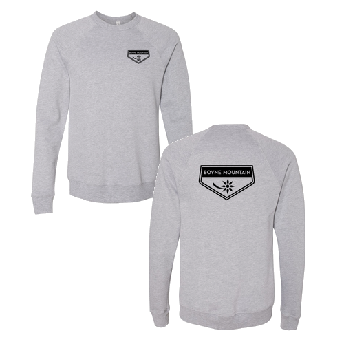 Boyne Mountain Logo 2 Black Ink -- Crewneck Sweatshirt Athletic Heather