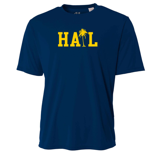 Mens/Unisex A4 Cooling Performance Wicking Tee -- Navy, Palm Tree Logo