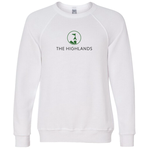 The Highlands Logo 1 Green Ink -- Raglan Sweatshirt White
