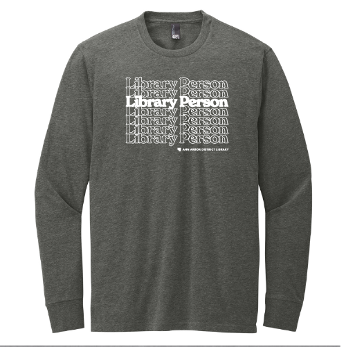 District Perfect Blend CVC Long Sleeve Tee -- Heathered Charcoal, Library Person