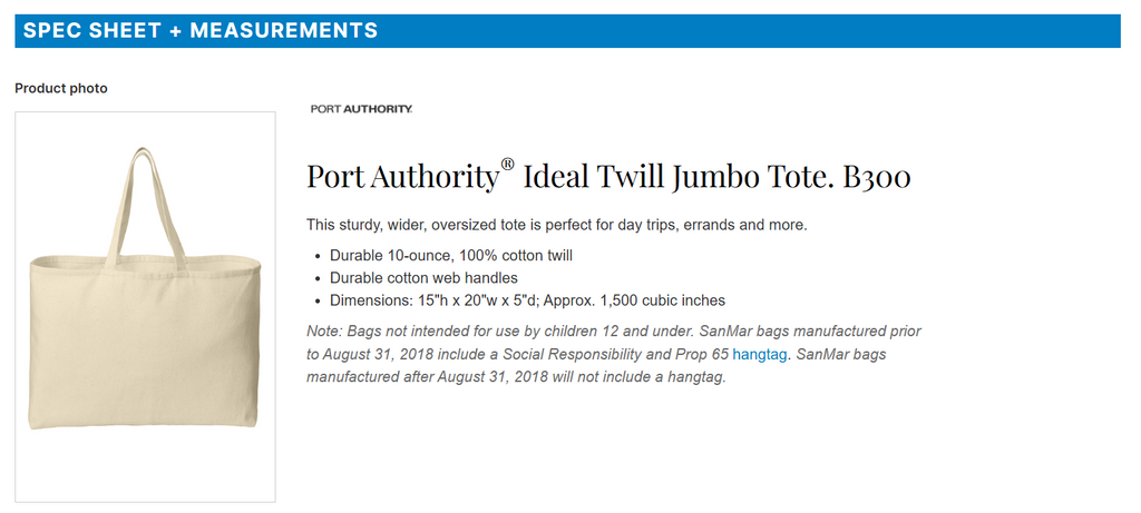 Port Authority Ideal Twill Jumbo Tote -- Natural