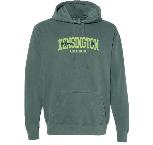 KENSINGTON EST 1990 Comfort Colors Garment-Dyed Hoodie -- Blue Spruce
