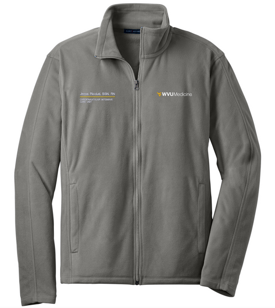 Embroidered Port Authority Microfleece Jacket -- Pearl Grey