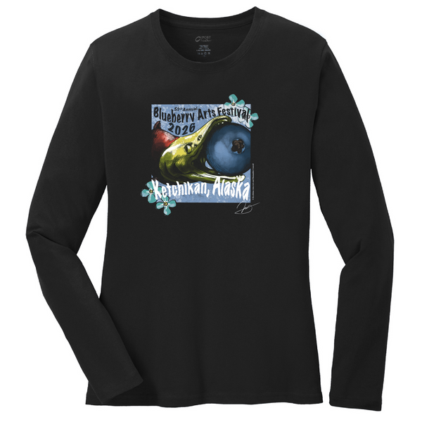 Port and Company Ladies Long Sleeve 5.4oz T Shirt -- Jet Black