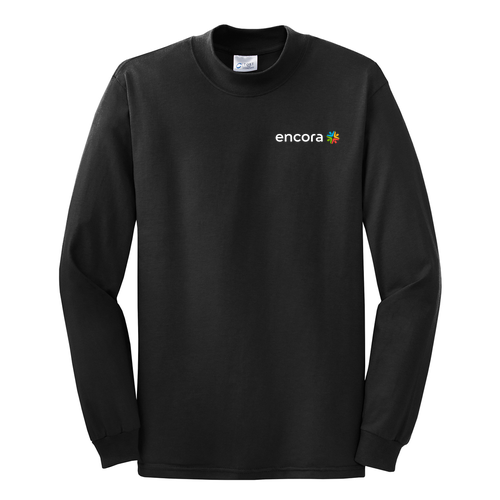Port & Company 100% Cotton Essential Long Sleeve Mock Neck T-Shirt -- Black