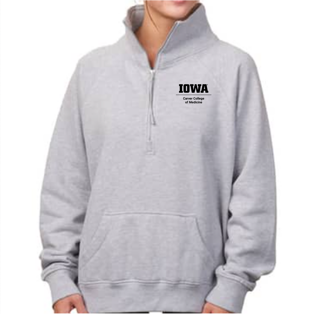 Embroidered Left Chest Logo Enza Ladies Boxy Half Zip Fleece -- Athletic Heather