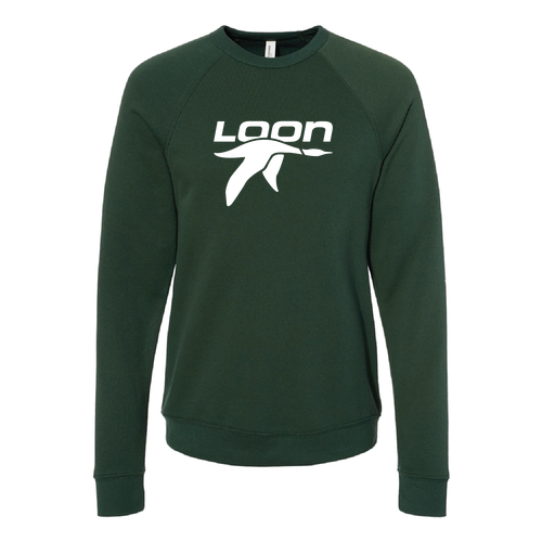 Loon Logo 1 White Ink -- Crewneck Sweatshirt Forest