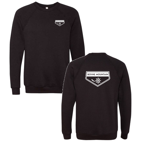 Boyne Mountain Logo 2 White Ink -- Crewneck Sweatshirt Black