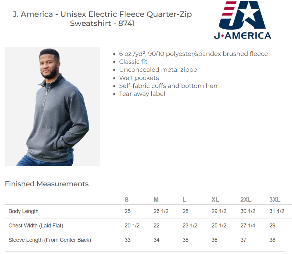 Monroe County CASA 1/4 Zip  (Electric Onyx)