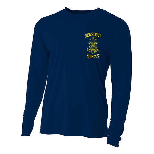 A4 Mens Longsleeve Performance Cooling T-Shirt -- Navy