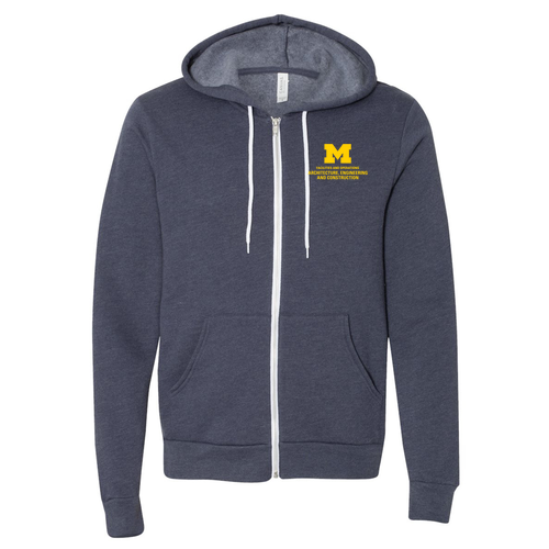 Mens/Unisex Bella Canvas Soft Full-Zip Hooded Sweatshirt -- Heather Navy, $41