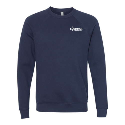 Cypress Mountain Logo 2 White Ink -- Crewneck Sweatshirt Navy