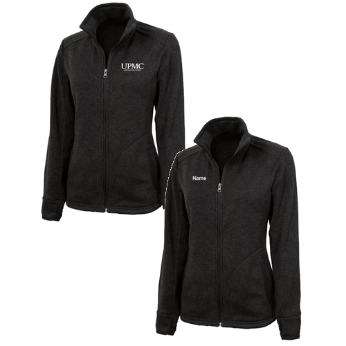 Charles River Ladies Heathered Fleece Jacket -- Black Heather
