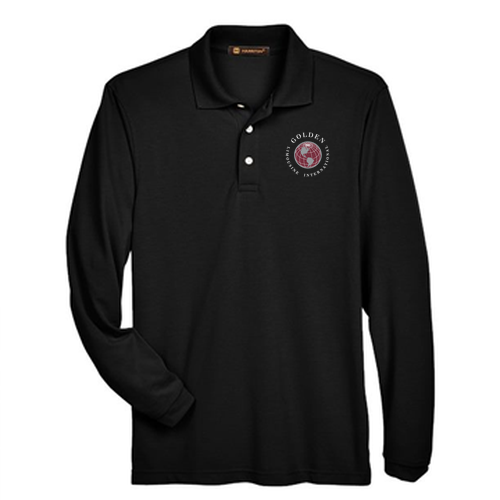 Harriton Easy Blend Long Sleeve Polo -- Black