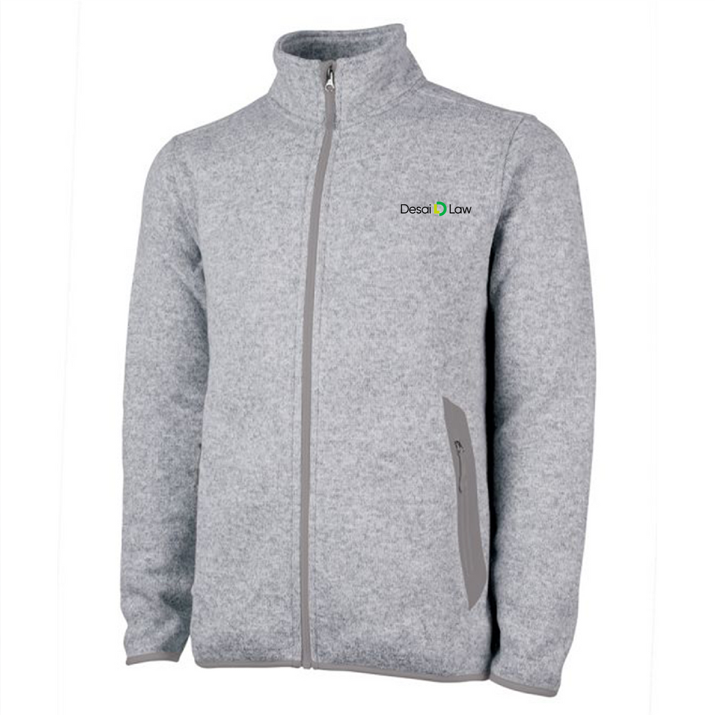 Charles River Mens Heathered Fleece Jacket -- Light Grey Heather