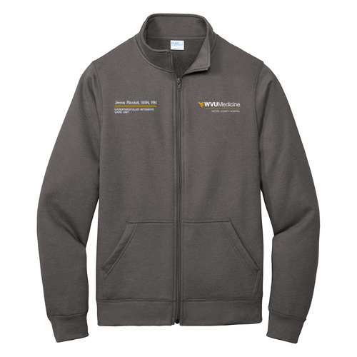 Port and Company Core Fleece Cadet Full-Zip Sweatshirt -- Dark Heather Grey