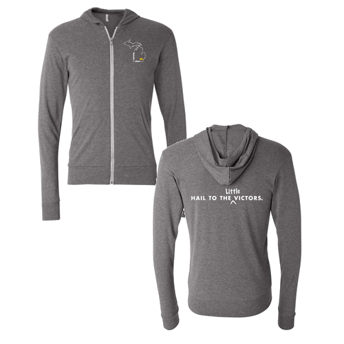 Mens/Unisex Bella Canvas Soft Fitted Triblend Lightweight Hooded Full Zip T-Shirt -- Grey TriBlend