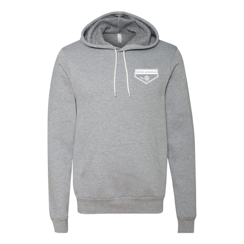 Boyne Mountain Logo 2 White Ink -- Pullover Hooded Sweatshirt Athletic Heather