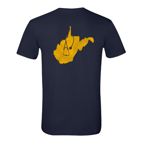 Topographic Map Gildan SoftStyle T-Shirt -- Navy