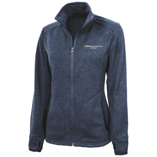 Charles River Ladies Heathered Fleece Jacket -- Blue Heather