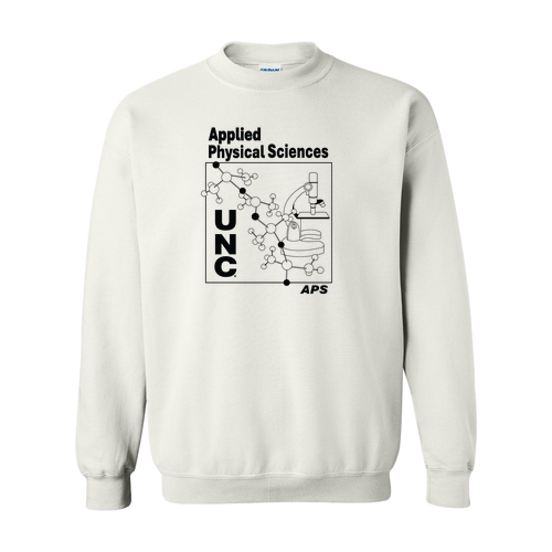 Gildan Heavy Blend Crew Neck Sweatshirt -- White -- Microscope Design