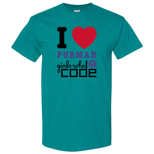 I Heart Furman Gildan Antique Jade Dome Tees