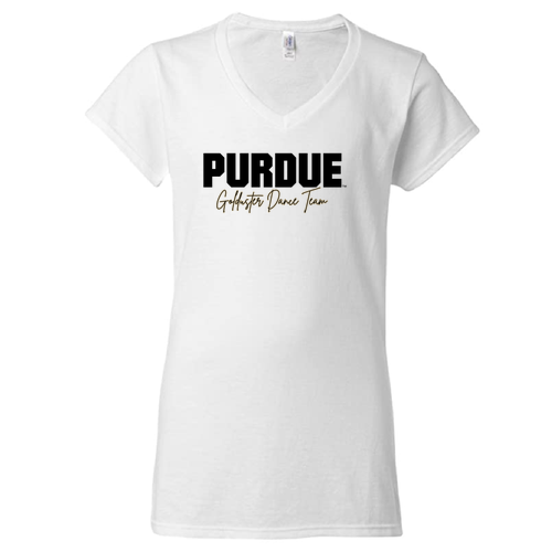 Gildan Ladies' SoftStyle® Fitted V-Neck Script T-Shirt -- White
